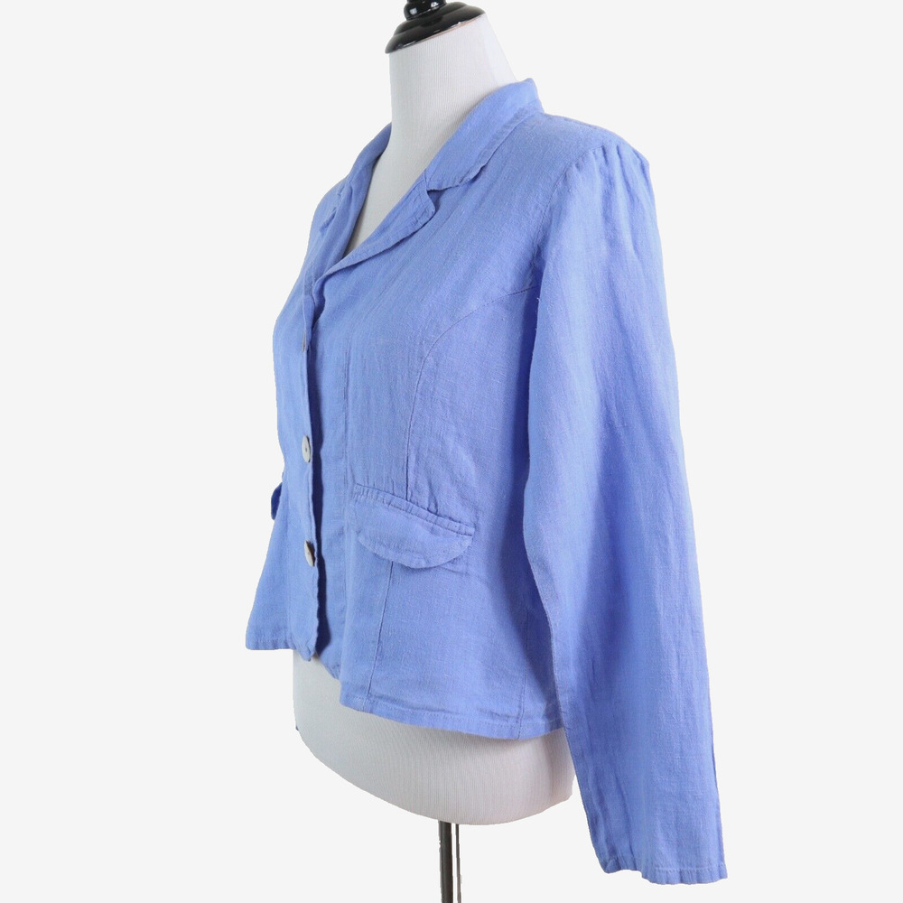 Flax Size Xs Woven Linen Button Front Jacket Blaz… - image 2